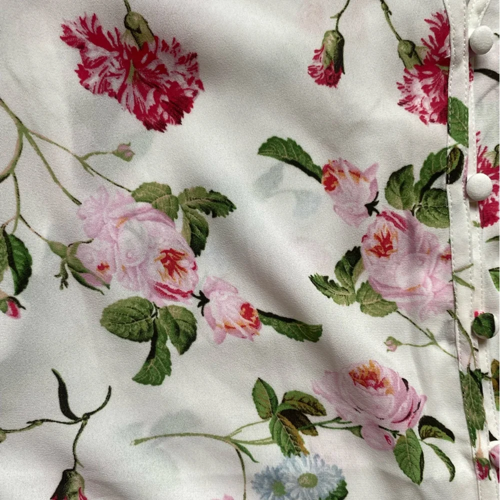 Express Floral Off-Shoulder Blouse - Pink and Green - Picture 2 of 10